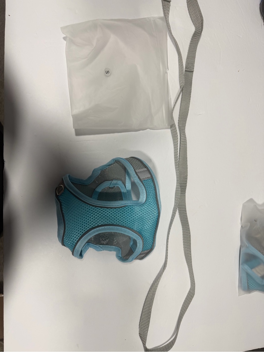 Blue Soft Mesh Pet Harness with Leash size small